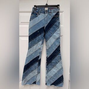 Alice + Olivia Denim Striped Flare Jeans